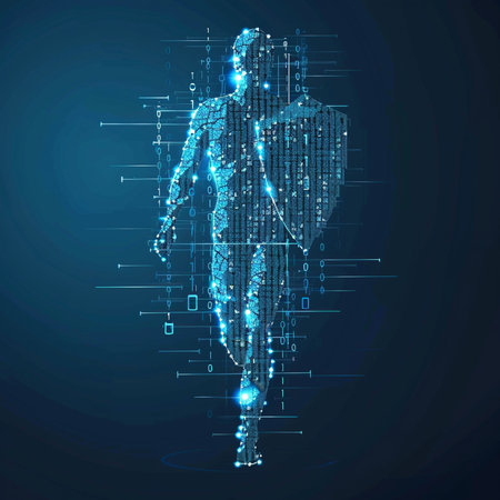 Abstract futuristic digital human body, concept of artificial intelligence. Vector illustration.の素材