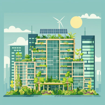 Cyberpunk futuristic city isometric 3d vector illustration. Virtual reality city with robot, digital city with high tech buildings and internet of thingsの素材