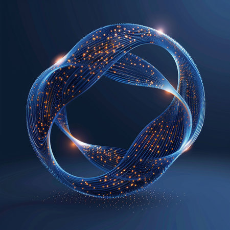 Abstract technology background with glowing lines and particles. Vector Illustration.の素材