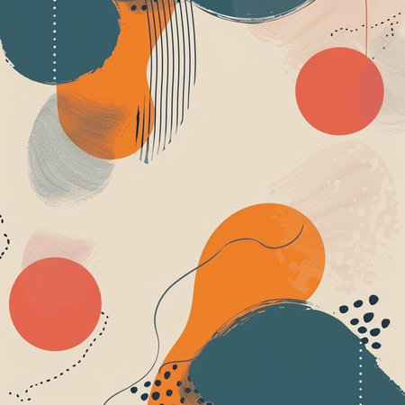 Seamless pattern with abstract shapes and dots. Vector illustration.の素材