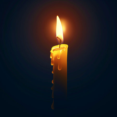 Burning candle on a dark background. Vector illustration. Eps 10の素材