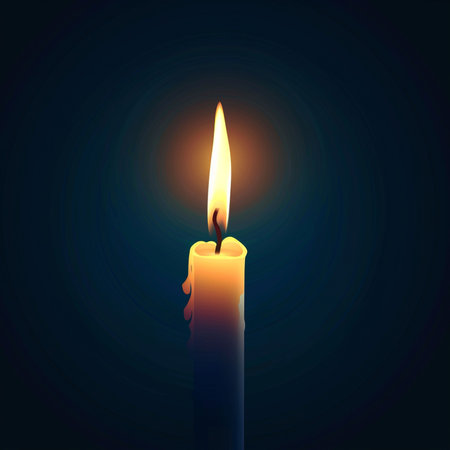 Burning candle on dark background. Vector illustration. Eps 10.の素材