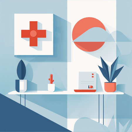 Modern interior of a medical office. Vector illustration in flat style.の素材