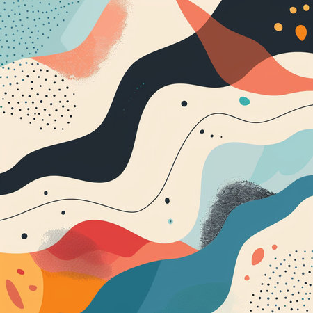 Abstract vector seamless pattern with hand drawn waves and dots. Creative background for your designの素材