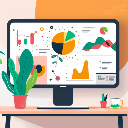 Flat design modern vector illustration concept of business analysis, planning, consulting, project management, financial reporting research, strategic planning and strategy.の素材
