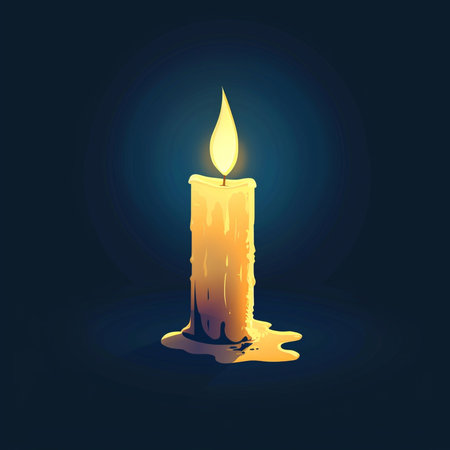 Burning candle on a dark background. Vector illustration, EPS 10の素材