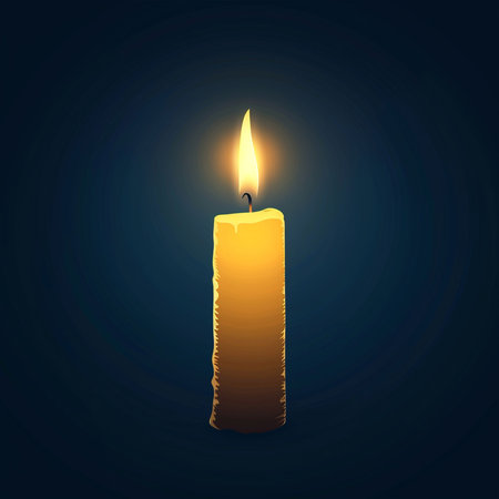 Burning candle on dark background. Vector illustration. Eps 10.の素材