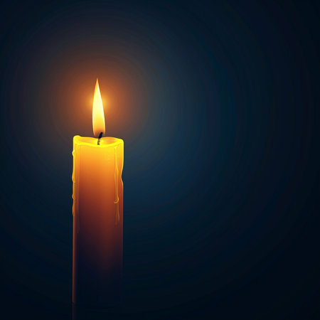 Burning candle on a dark background. Vector illustration for your designの素材