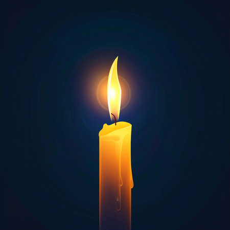 Burning candle on a dark background. EPS 10 vector file includedの素材