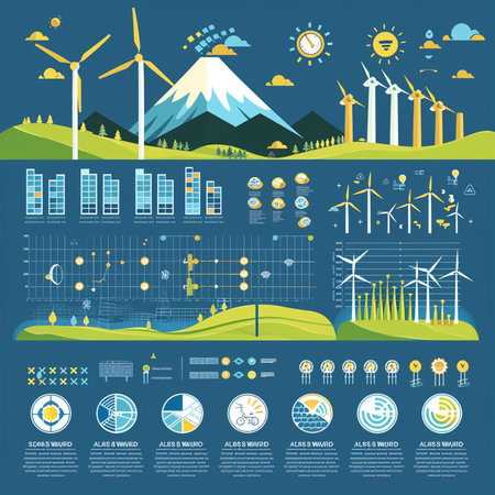 Wind energy infographic elements. Renewable energy concept. Vector illustration.の素材