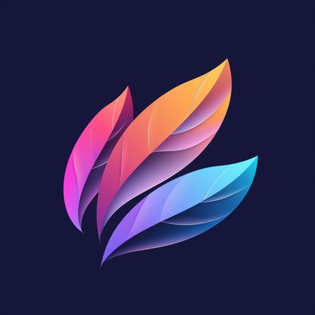 Abstract colorful leaf icon on dark background. Vector illustration for your designの素材