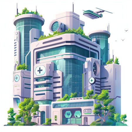 Modern city building. City landscape with skyscrapers and business centers. Vector illustrationの素材