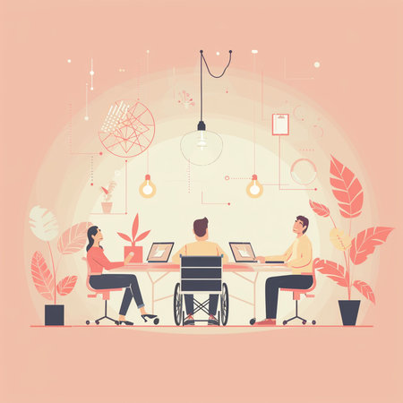 Business people working together in the office. Vector illustration in flat styleの素材