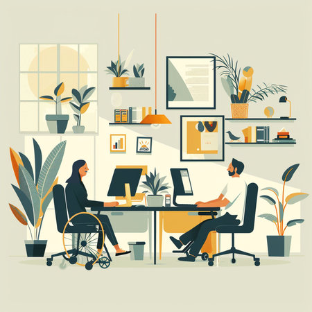 Businessman working at home office. Flat design vector illustration. Business concept.の素材