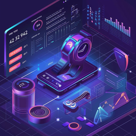 Isometric smart watched reality concept. 3d vector illustration.の素材