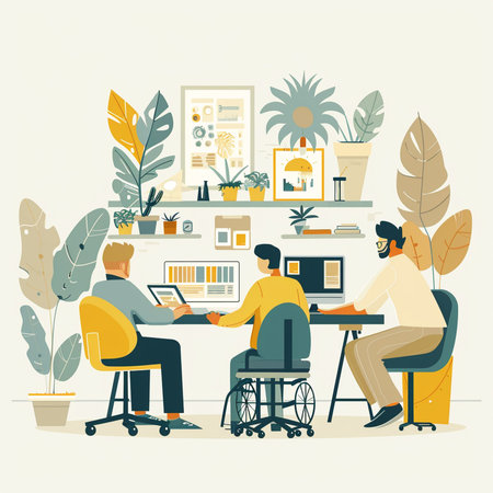 Vector illustration of business people working in office. Flat design style.の素材