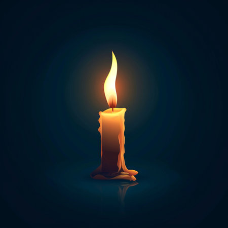 Burning candle on dark background. Vector illustration. Eps 10.の素材