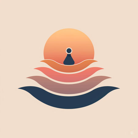 Sunset and sea logo design template. Vector illustration. Business icon.の素材