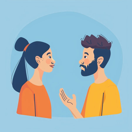 Vector illustration of a man and a woman talking, gossiping.の素材