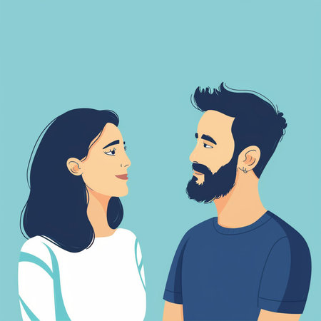 Vector illustration of a man and a woman in a flat style.の素材