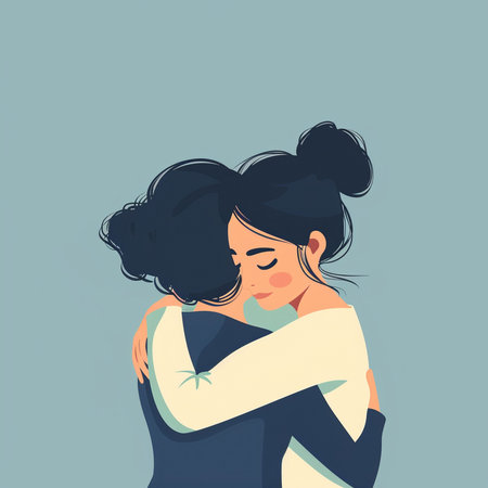 Beautiful girl hugging her boyfriend. Vector illustration in cartoon style.の素材