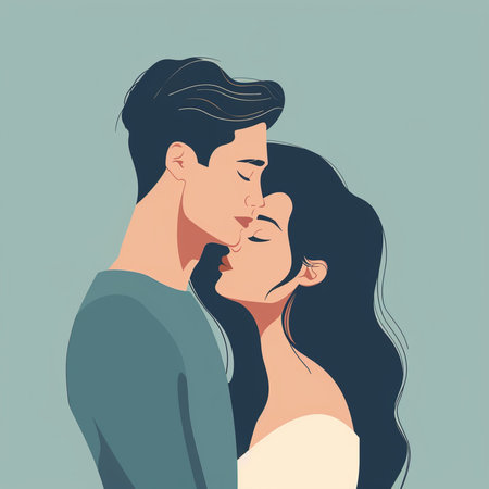 Beautiful couple in love. Vector illustration of a man and a woman.の素材