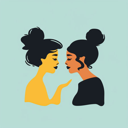 Portrait of two young women in retro style. Vector illustration.の素材