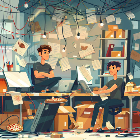 People working in the office. Vector illustration in flat cartoon style.の素材