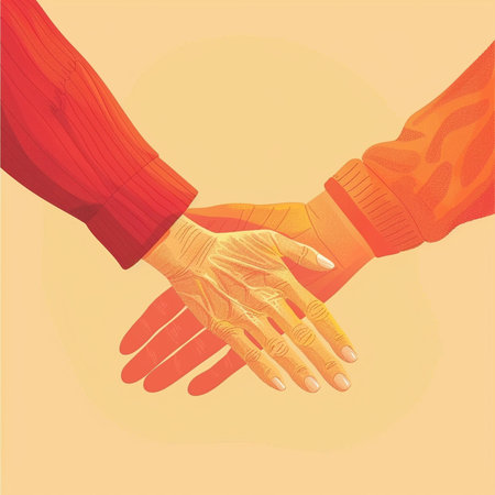 Vector illustration of two hands holding each other in a conceptual image.の素材