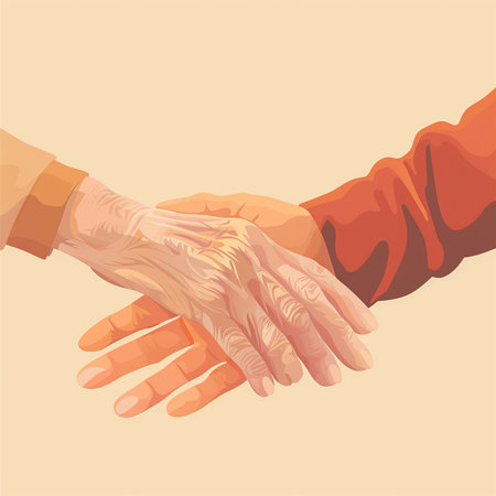 Handshake of two people. Vector illustration in a flat style.の素材