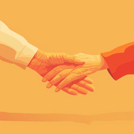 Handshake of two people. Vector illustration in a flat style.の素材