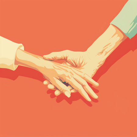 Hands of a man and a woman holding hands. Vector illustration.の素材