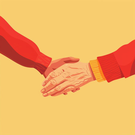 Handshake of two people. Vector illustration in a flat style.の素材