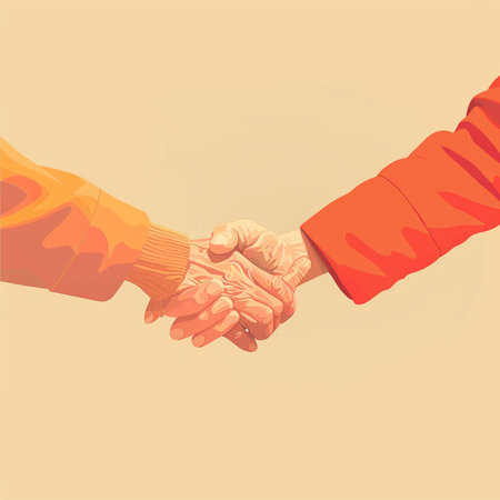 Handshake of two people. Vector illustration. Can be used as a background.の素材