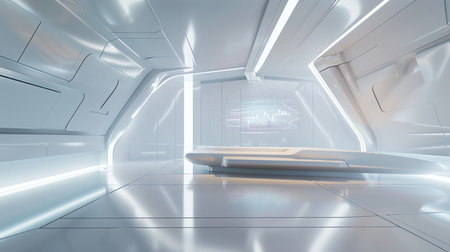 Futuristic interior with empty space for your content 3D renderingの素材