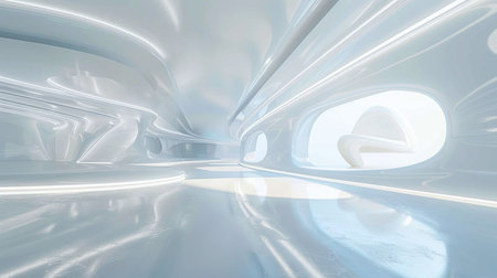 Abstract modern architecture background, empty open space interior. 3D renderingの素材