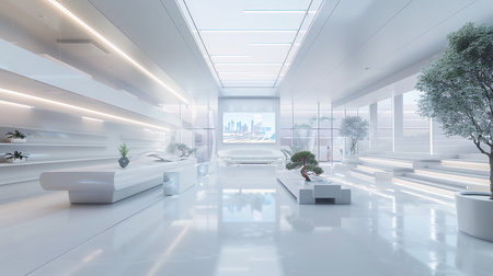 3d render of modern bright interiors. 3d rendered illustrationの素材