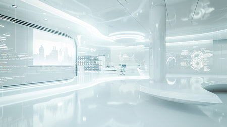 White modern office interior. 3d rendering toned image double exposureの素材