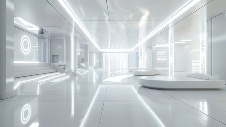 3D rendering of modern architecture.Futuristic Sci-Fi corridorの素材