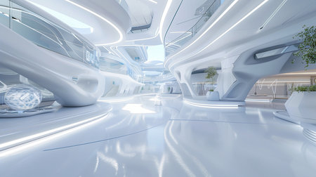 3D CG rendering of Modern building hallway. 3D rendering.の素材