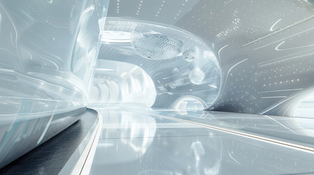 Futuristic interior design. 3d rendering 3d illustration.の素材