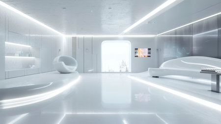 3d render interior of a modern office with white walls and floorの素材