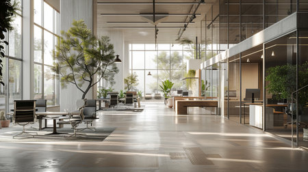 Interior of modern office lobby. 3d rendering mock up.の素材