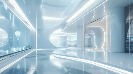 Abstract architecture background, empty open space interior. 3D rendering.の素材