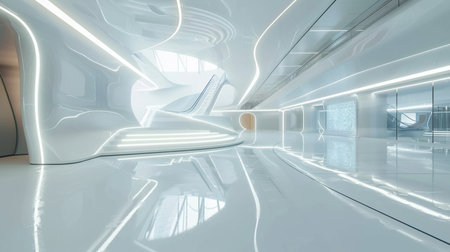 Abstract architecture background, empty open space interior. 3D rendering.の素材
