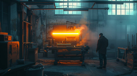 Industrial scene with workers in a metallurgical plant, heavy industryの素材