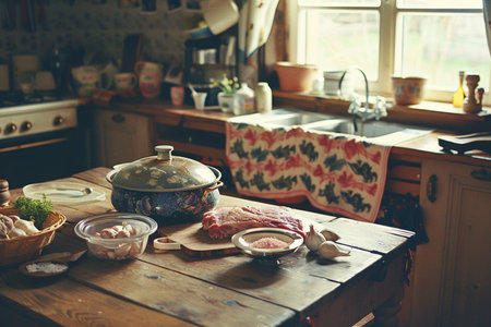 Cooking Food Preparation Food Concept. Vintage tone filter effect.の素材
