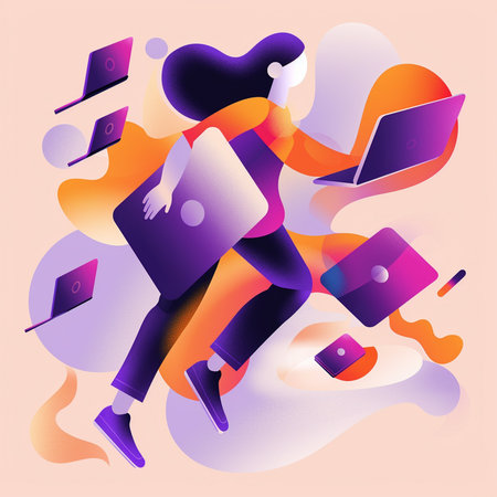 Vector illustration of a man with laptop in the form of a cloud.の素材