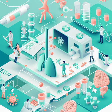 Isometric medicine concept. Healthcare, science, research and development.の素材