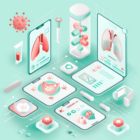 Isometric flat 3D concept of medicine and healthcare. Vector illustrationの素材